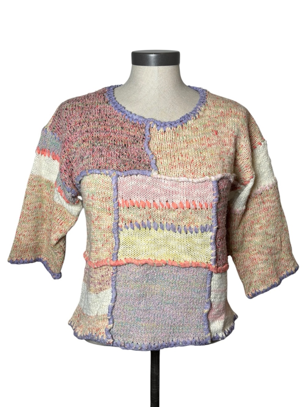 Mariea Kim NWT Patchwork Knit Sweater M Boho Cottagecore Deadstock Y2K